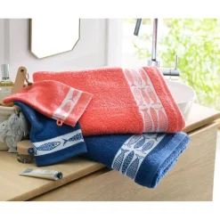 Lot de 2 gants de toilette SARDINETTE bleu en coton