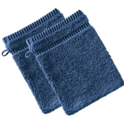 Lot de 2 Gants de toilette en coton Bleu BANDESECHELLE marine
