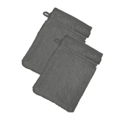 Lot de 2 gants de toilette COTON D'EGYPTE gris granit en coton