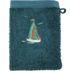 Lot de 2 gants en coton 450g/m² BATEAUX bleu paon