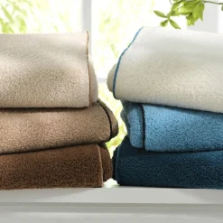 Lot de 2 gants en coton SAMIA uni finition bourdon (480 g/m²)-bleu myosotis