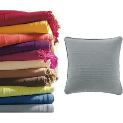 Lot de 2 housses coussin uni en coton - Gris