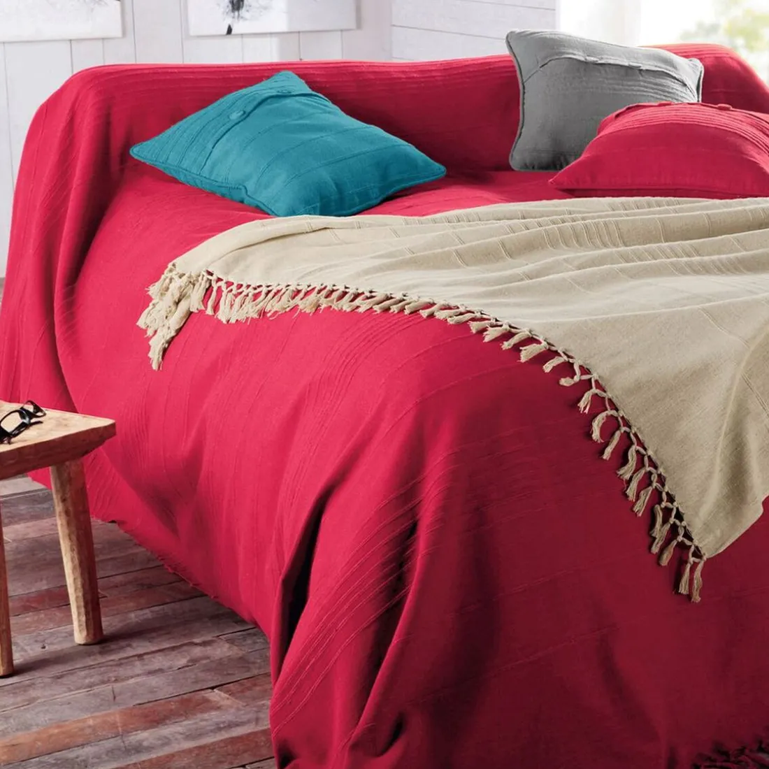Lot de 2 Housses de coussin JC ORION framboise