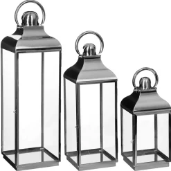 Lot De 3 Lanternes Inox