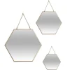 Lot de 3 miroirs hexagonales Doré