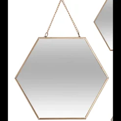 Lot de 3 miroirs hexagonales Doré