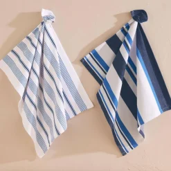 Lot de 2 ou 4 torchons en coton 50x65 STRIPED bleu