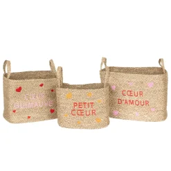 Lot de 3 paniers enfant Neree Motif cœur