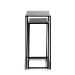 Lot de 2 porte plantes acier laqué noir
