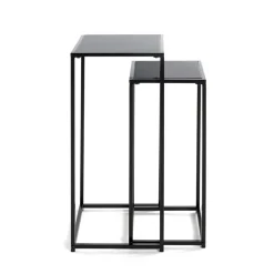 Lot de 2 porte plantes acier laqué noir