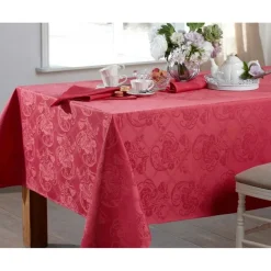 Lot de 3 serviettes damassé polyester - Bois De Rose