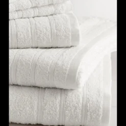 Lot de 2 serviettes de bain coton 600 gm² blanc 50x100 TERTIO®