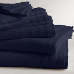 Lot de 2 Serviettes de Bain en Coton 600 gm² TERTIO® - Bleu Indigo