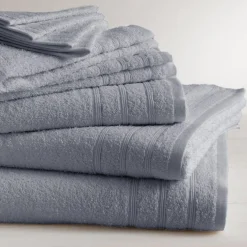 Lot de 2 serviettes de bain coton 600 gm² Bleu Orage TERTIO®