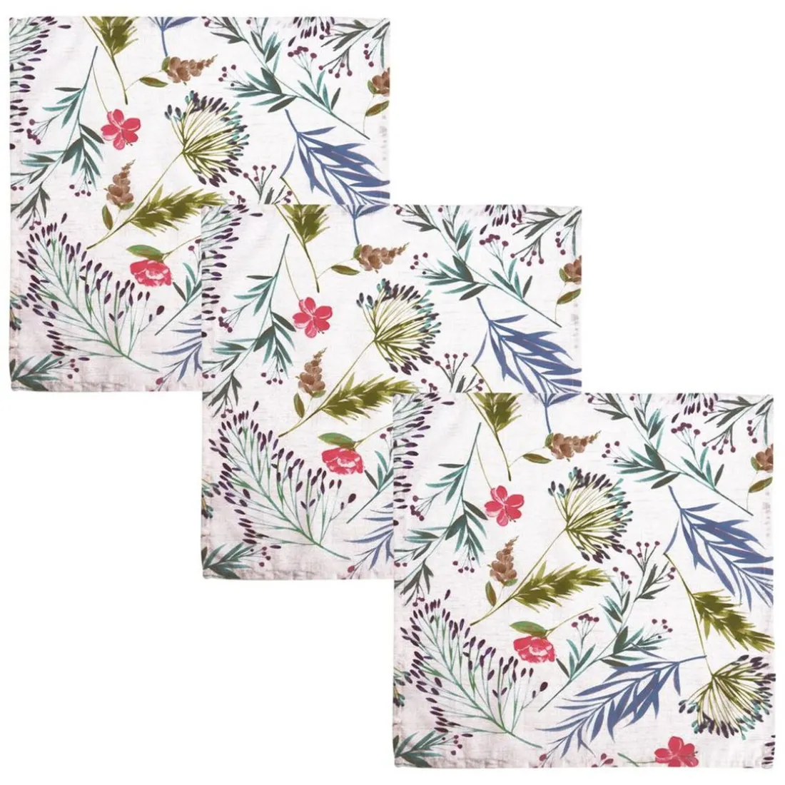 Lot de 3 Serviettes de table en polycoton GRAMINEE vert