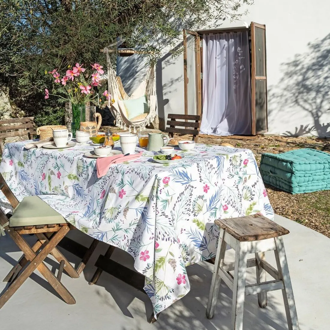 Lot de 3 Serviettes de table en polycoton GRAMINEE vert