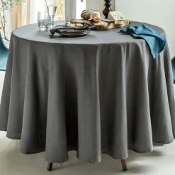 Lot de 3 serviettes de table FONTANA polyester froissé gris anthracite