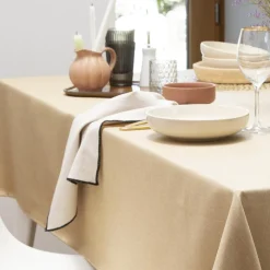 Lot de 3 serviettes de table beige ficelle