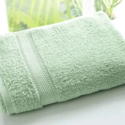 Lot de 2 serviettes de toilette CLAIRE 420 en coton vert jade
