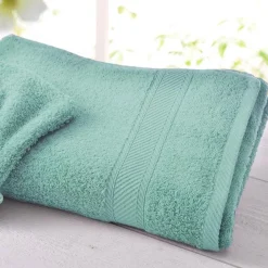 Lot de 2 serviettes de toilette bleu aqua en coton CLAIRE