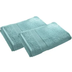 Lot de 2 serviettes de toilette bleu aqua en coton CLAIRE