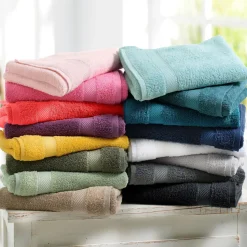 Lot de 2 serviettes de toilette bleu aqua en coton CLAIRE