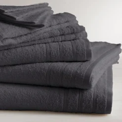 Lot de 2 serviettes Invité coton 600 gm² Anthracite TERTIO®