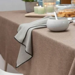 Lot De 3 Serviettes Taupe 45 x 45 cm