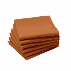 Lot de 6 serviettes unies en coton Cambrai Orange brulé