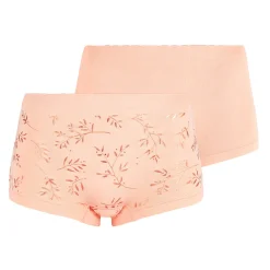 Lot de 2 shorties Feuillage Cuivré + Rose Pêche orange
