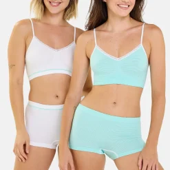 Lot de 2 shorties vert et blanc