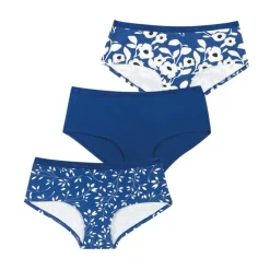 Lot de 3 shortys femme Ecopack Mode Athena bleu en coton