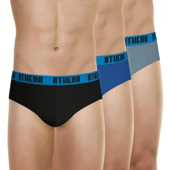 Lot de 3 slips homme Ecopack Athena bleu en coton
