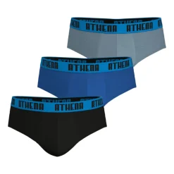 Lot de 3 slips homme Ecopack Athena bleu en coton