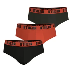 Lot de 3 slips homme Ecopack Athena rouge en coton