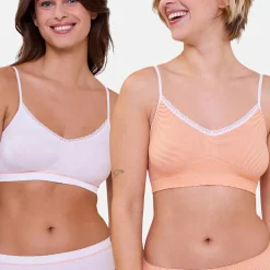 Lot de 2 soutiens-gorges brassières Zen Attitude - Orange et Blanc