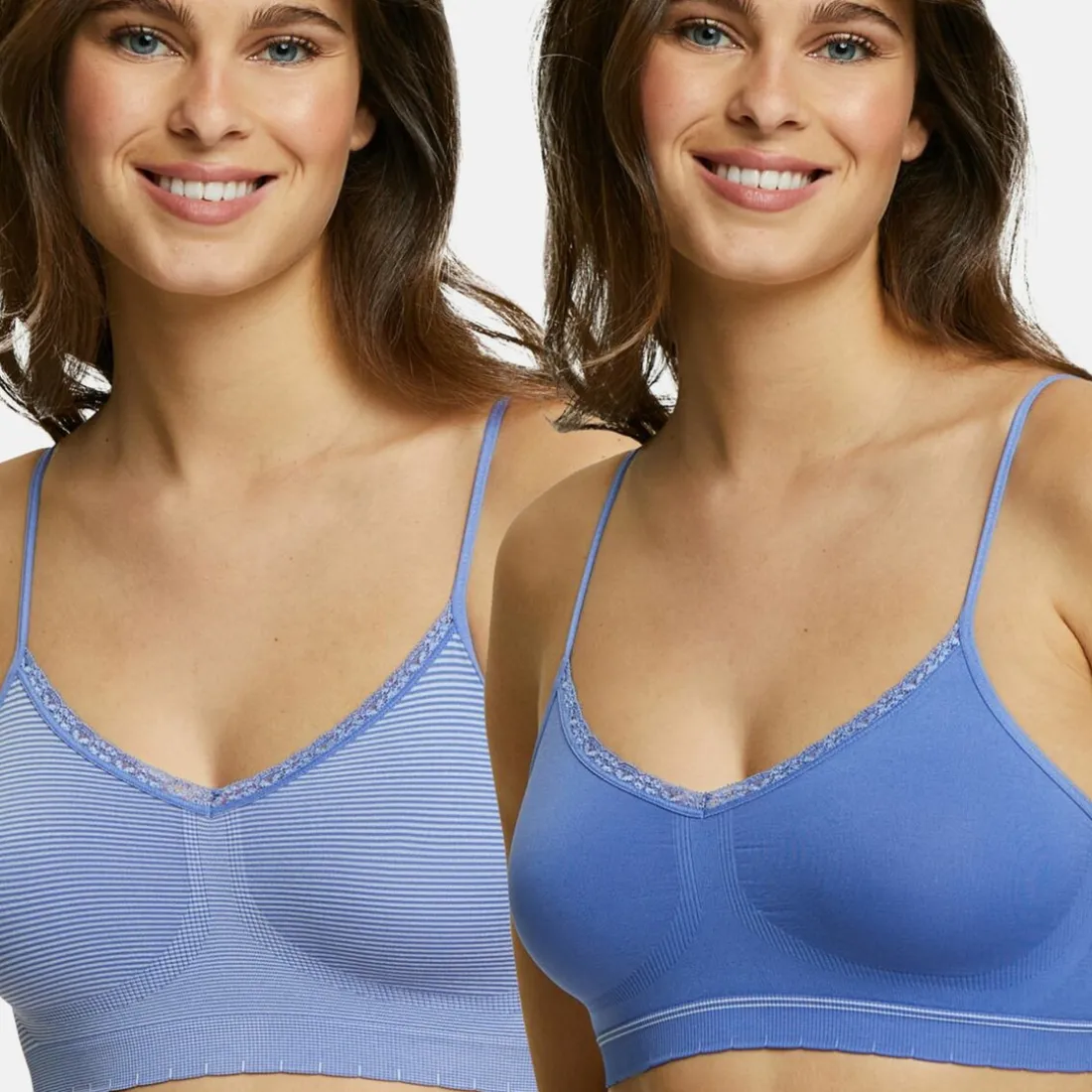 Lot de 2 soutiens-gorges brassières sans armatures - Bleu