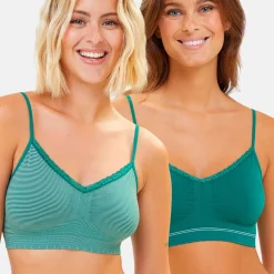 Lot de 2 soutiens-gorges brassières sans armatures vert