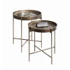 Lot de 2 tables d'appoint en tube d'acier laqué or