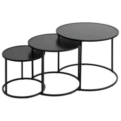 Lot de 3 tables d'appoint Noan noir