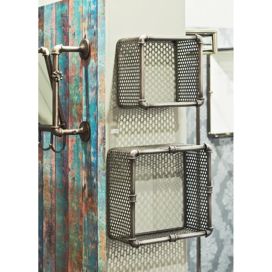 Lot de 2 étagères murales en Acier laqué Gris anthracite