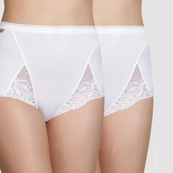 Lot de deux culottes taille haute coton blanches - Coton Stretch Playtex