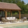 Lot n°1 Salon de jardin 5 p. en acacia beige CELESTIN