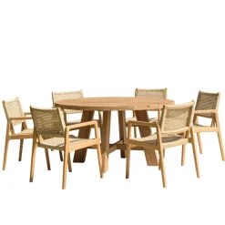 Lot n°30 Salon de jardin teck recyclé rotin synthétique 6 personnes VALERIA