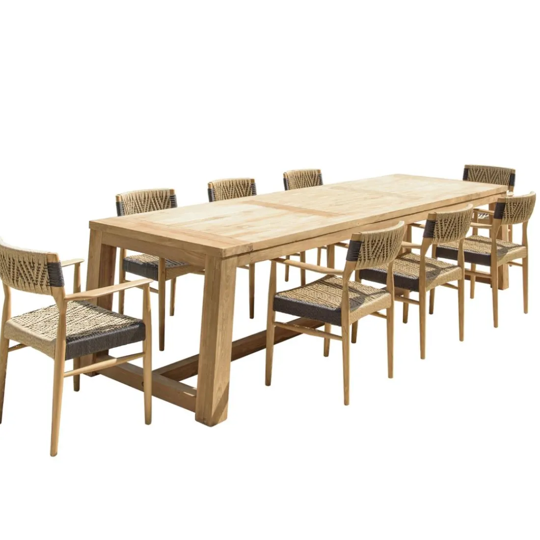 Lot n°2 Salon de jardin teck recyclé rotin synthétique 8 personnes VALERIA
