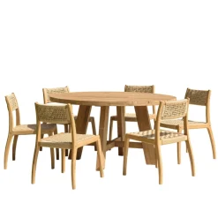 Lot n°26 Salon de jardin teck recyclé rotin synthétique 6 personnes VALERIA