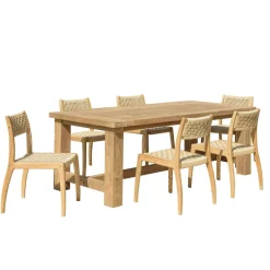 Lot n°13 Salon de jardin teck recyclé rotin synthétique 6 personnes VALERIA