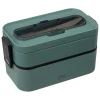Lunch box double compartiments avec couverts - vert