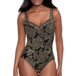 maillot 1 pièce classique noir multi en nylon