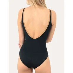 Maillot de bain 1 pièce classique plongeant Noir Janine Robin